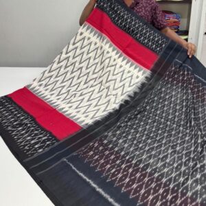 Pochampally Double Ikkat Mercerized cotton sarees With Blouse - SRCS290089