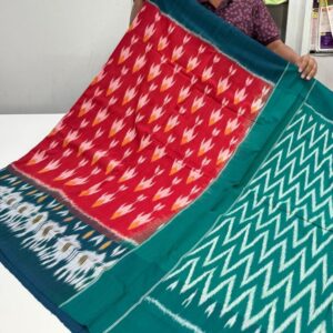 Pochampally Double Ikkat Mercerized cotton sarees With Blouse - SRCS290091