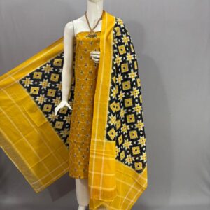 Double Ikkat telia rumal dress materials, Pochampally Ikkat suits, telia rumal suits, Pochampally Ikkat handloom telia rumal salwar suits.