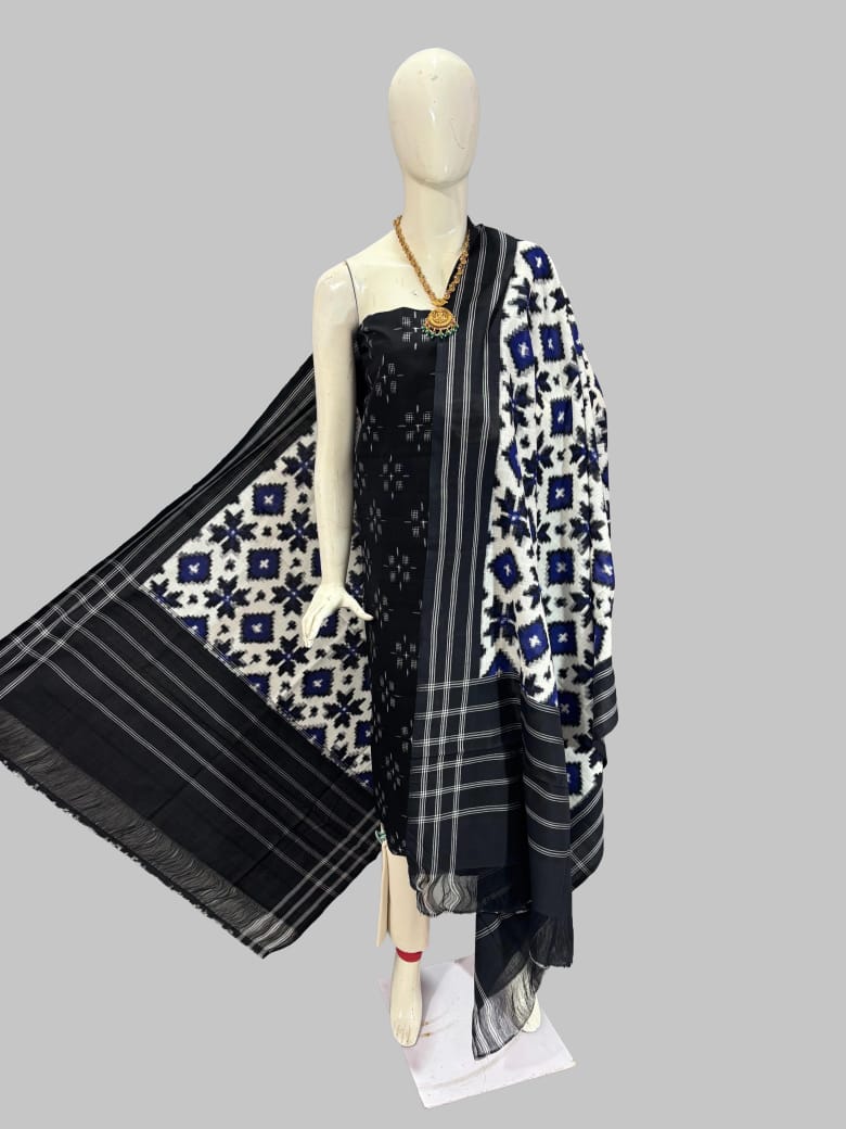 Double Ikkat telia rumal dress materials, Pochampally Ikkat suits, telia rumal suits, Pochampally Ikkat handloom telia rumal salwar suits.