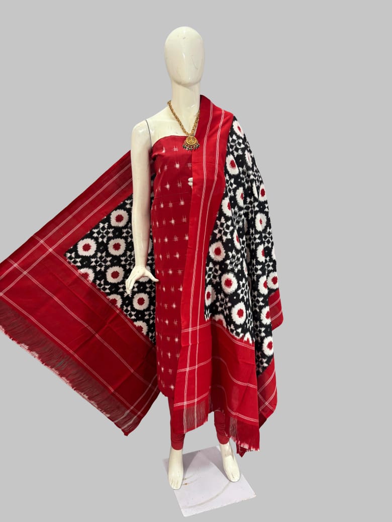 Double Ikkat telia rumal dress materials, Pochampally Ikkat suits, telia rumal suits, Pochampally Ikkat handloom telia rumal salwar suits.
