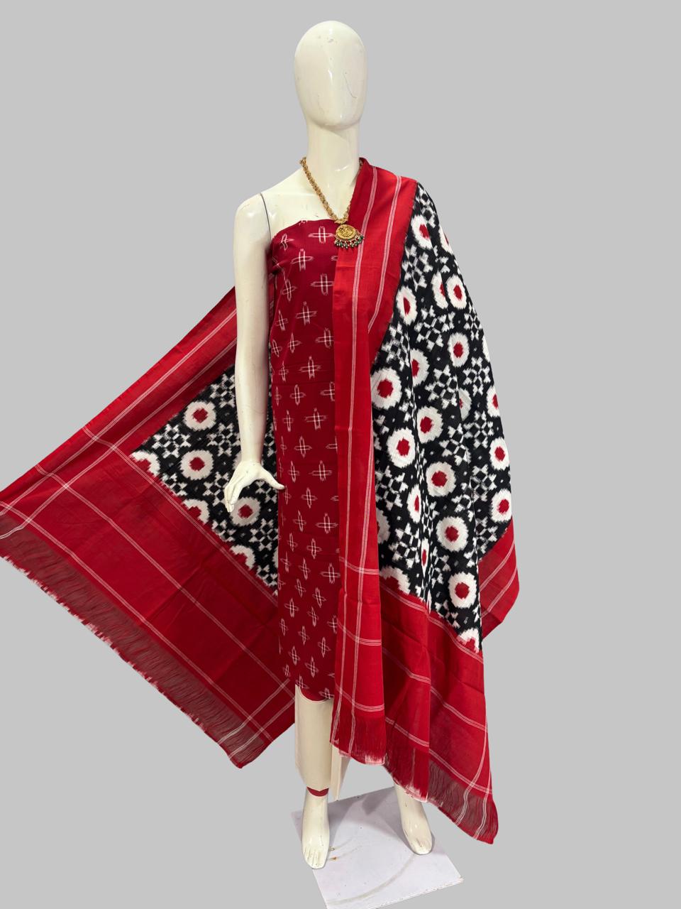 Double Ikkat telia rumal dress materials, Pochampally Ikkat suits, telia rumal suits, Pochampally Ikkat handloom telia rumal salwar suits.