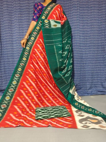 Double Ikkat Mercerized Cotton Sarees